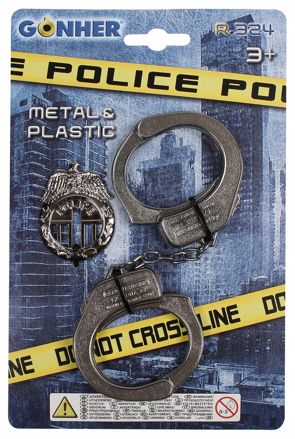 Metalowe kajdanki policyjne i odznaka GONHER 324/0