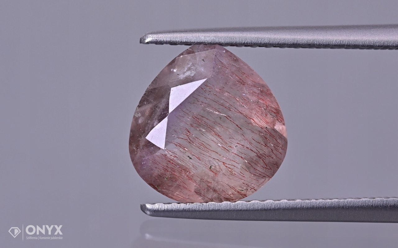 Jahodový křemen fasetovaný slza 9,5x9,5 mm