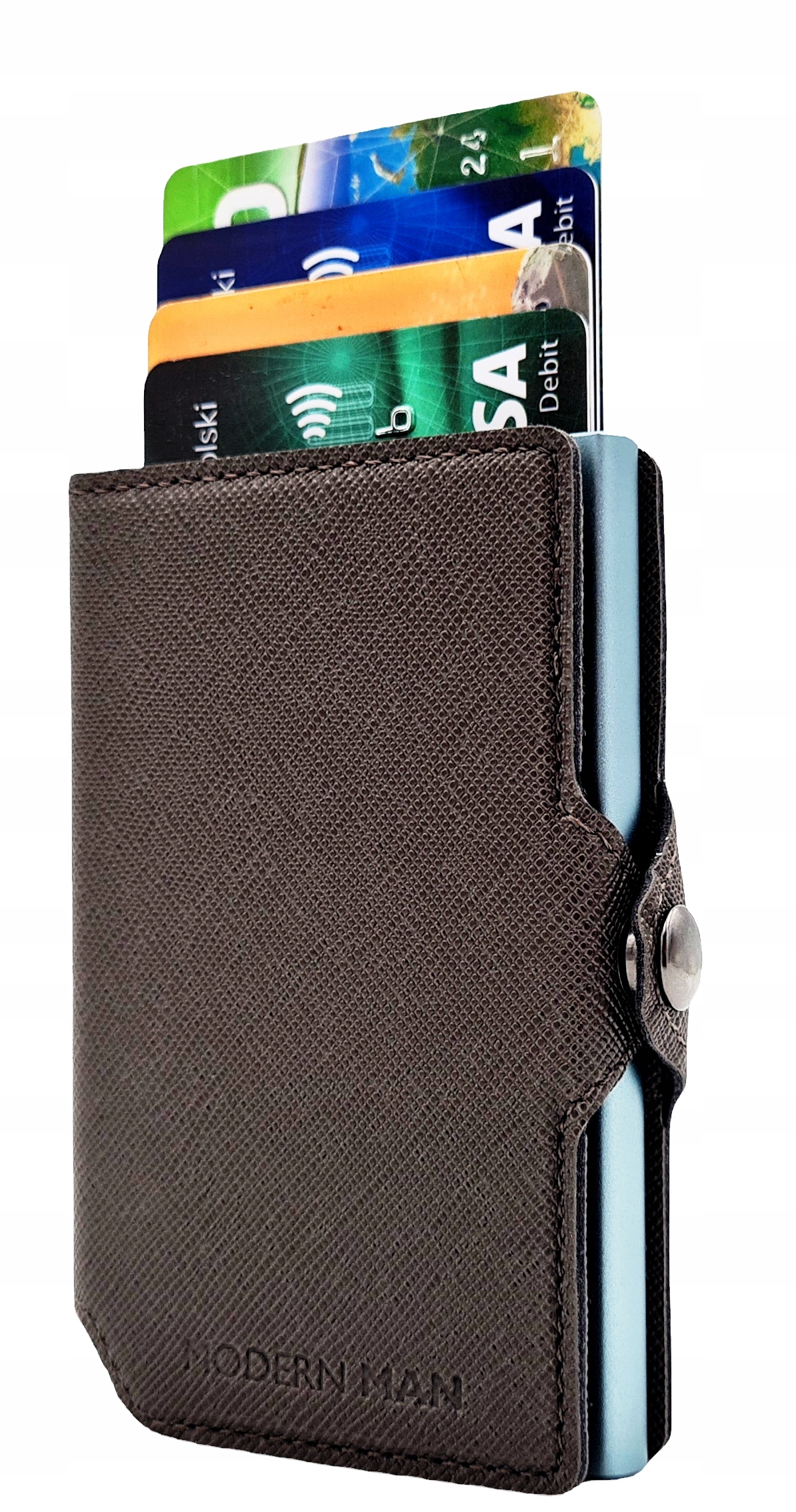 

Slim Wallet męski Szary Ochrona Rfid Pojemny na Kk