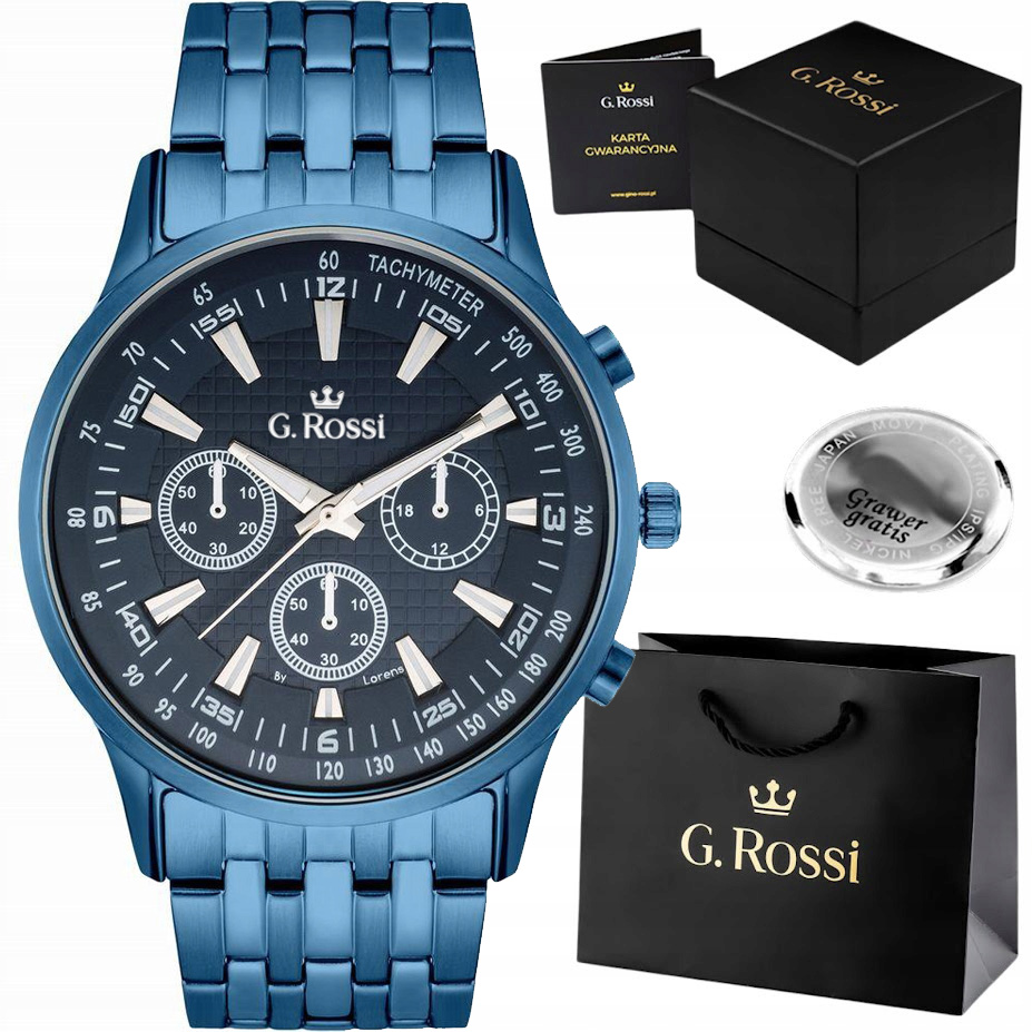 Pánské hodinky G. Rossi Morsi Elegantní Ciferník Ocelový Náramek krabička