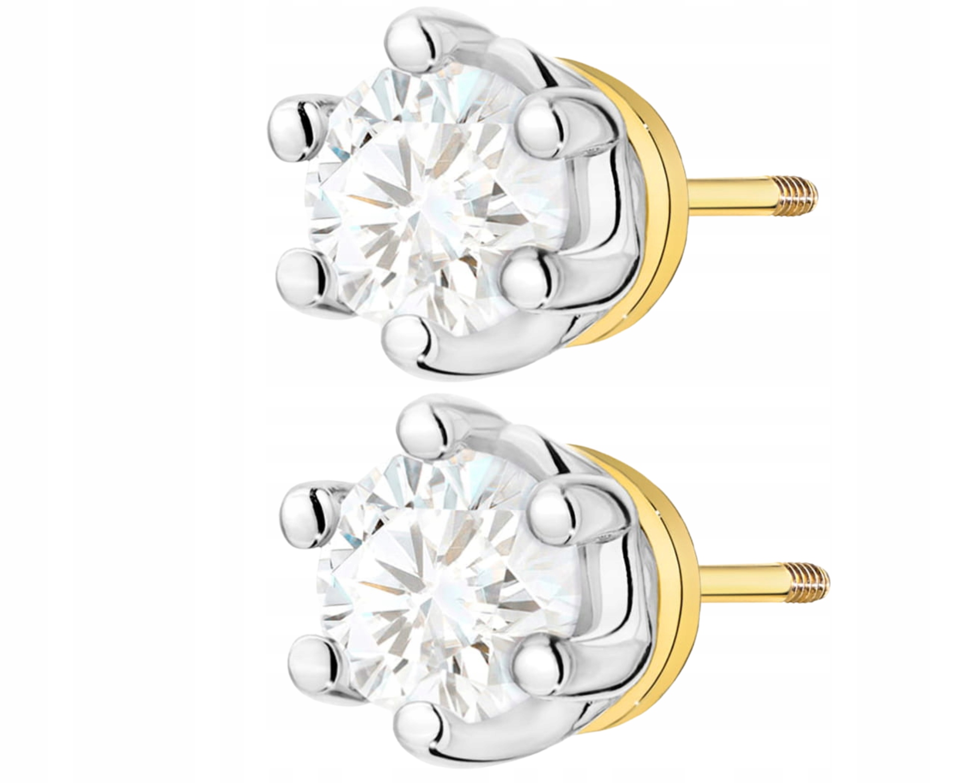 Klasické Zlaté Náušnice S Diamanty Lab Šroubovací Dárek Gravírování