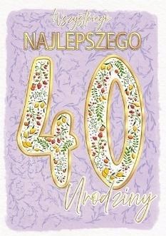 Henry Karnet A5 40-tka, narodeninová pohľadnica, zlaté trblietky, obálka