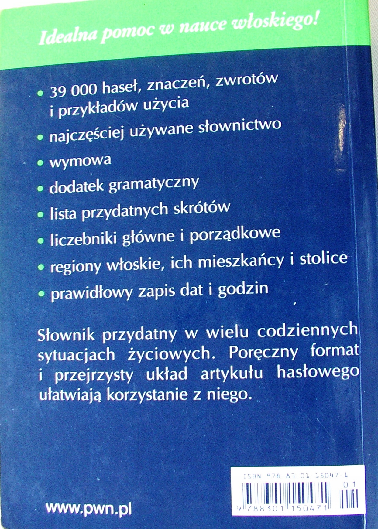 MAŁY SŁOWNIK WŁOSKO POLSKI POLSKO WŁOSKI - Pachulska, Płudowska ISBN 9788301150471