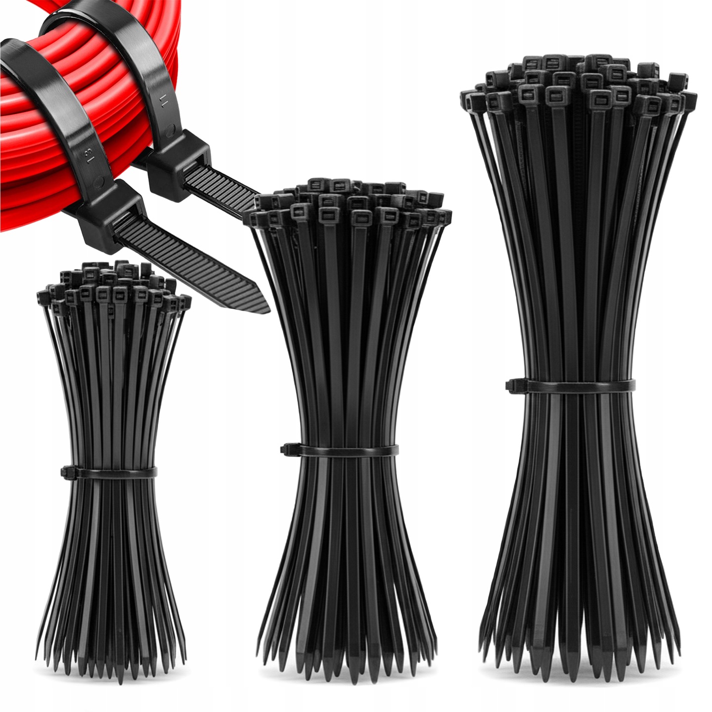 Zestaw 300 Szt Opaski Zaciskowe Kablowe Trytytki Trytki 2,5 3,6 Czarne