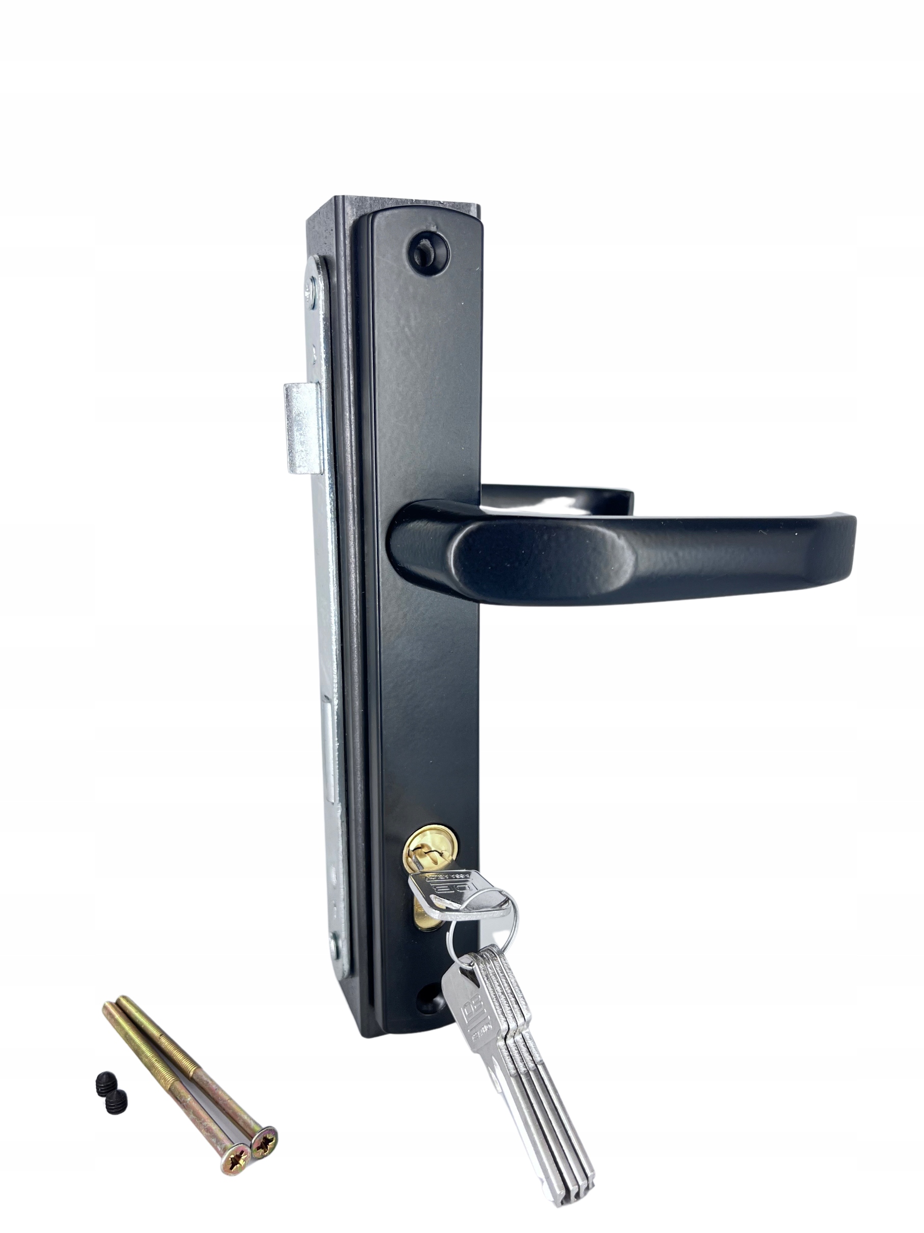 Zámková krabice 40x40 s úzkým zámkem 90/22 s dlouhým černým štítkem a vložkou