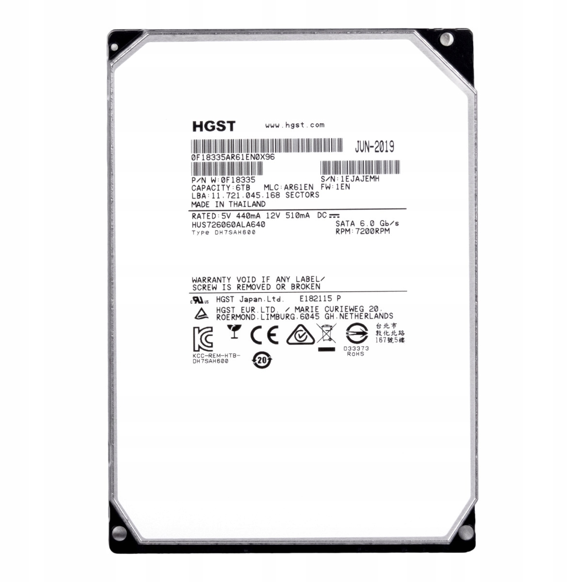 

Hgst 6TB 7.2K 64MB Sata III 3.5 HUS726060ALA640