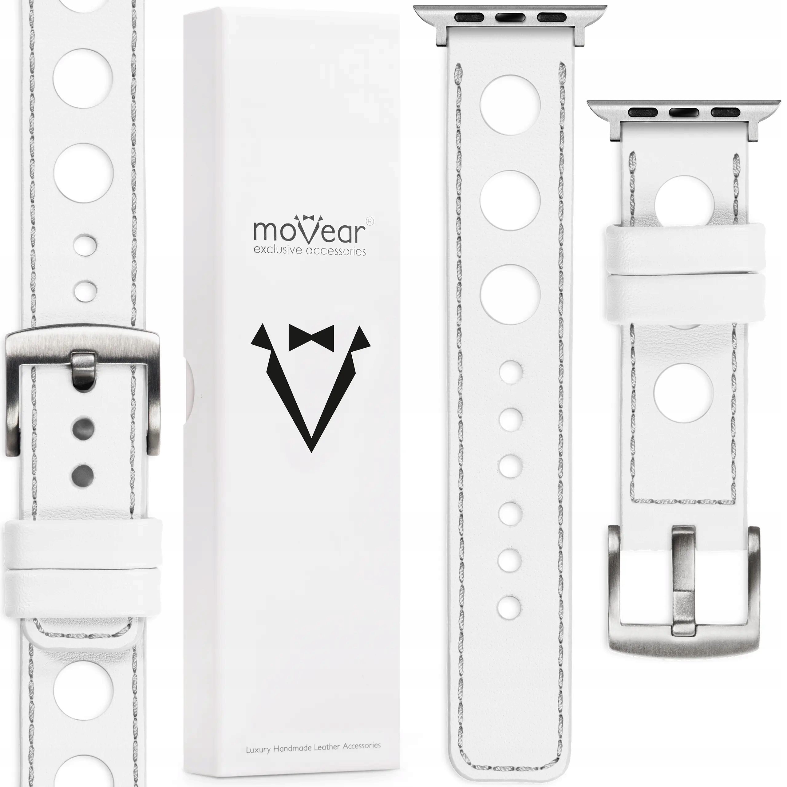 Kožený řemínek pro Apple Watch Ultra 10 9 8 7 6 5 Se 49/46/45 Bílý