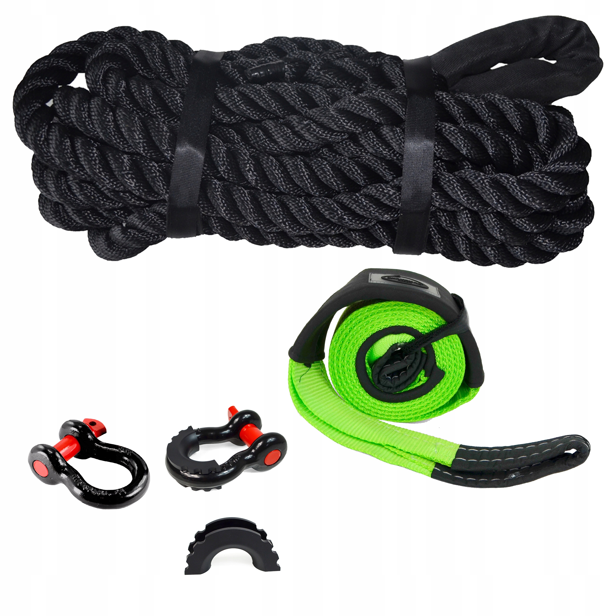 Kinetické lano 8 m 28 mm 16 t páska 3 m 75 mm 12 t 2 x šekel 4,75 t s krytom