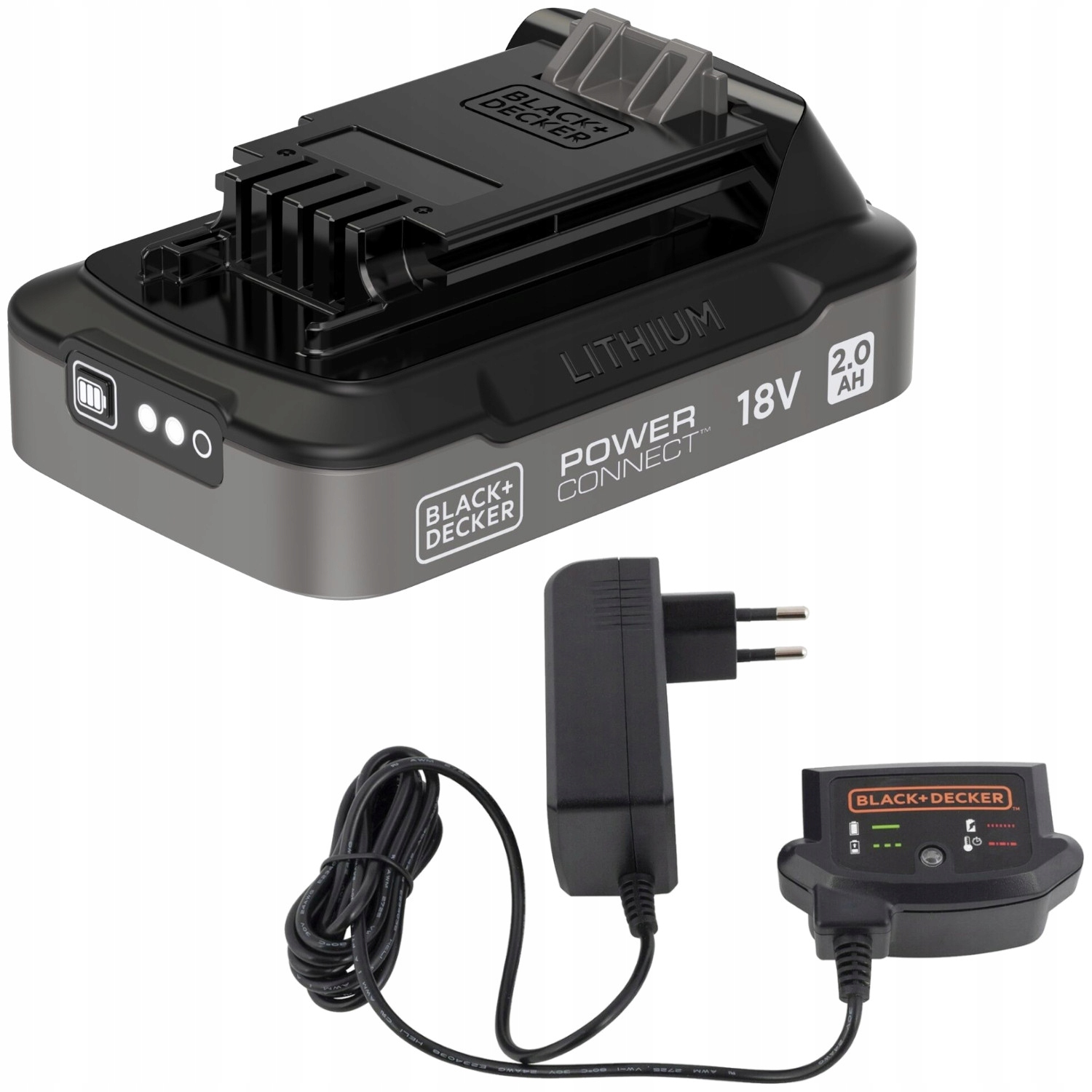 Akumulator Li-Ion 18V 2,0Ah PowerConnect Black Decker BDL2018S Ładowarka