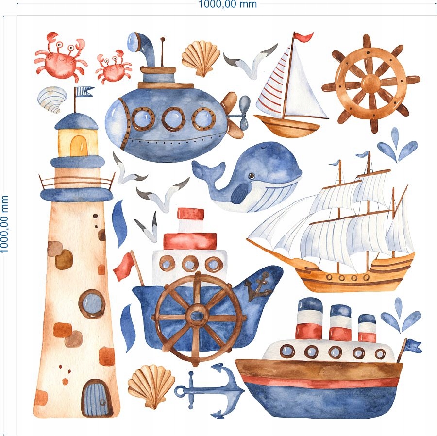 

Naklejki Na Ścianę Morskie Morze Statek Mewy 100cm