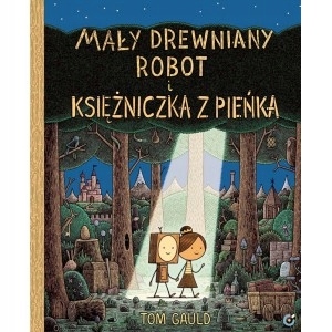 

Mały drewniany robot i księżniczka z pieńka
