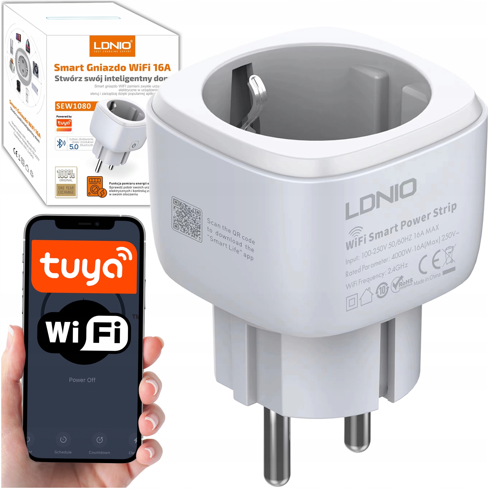 Inteligentne GNIAZDKO SMART WiFi TUYA Watomierz