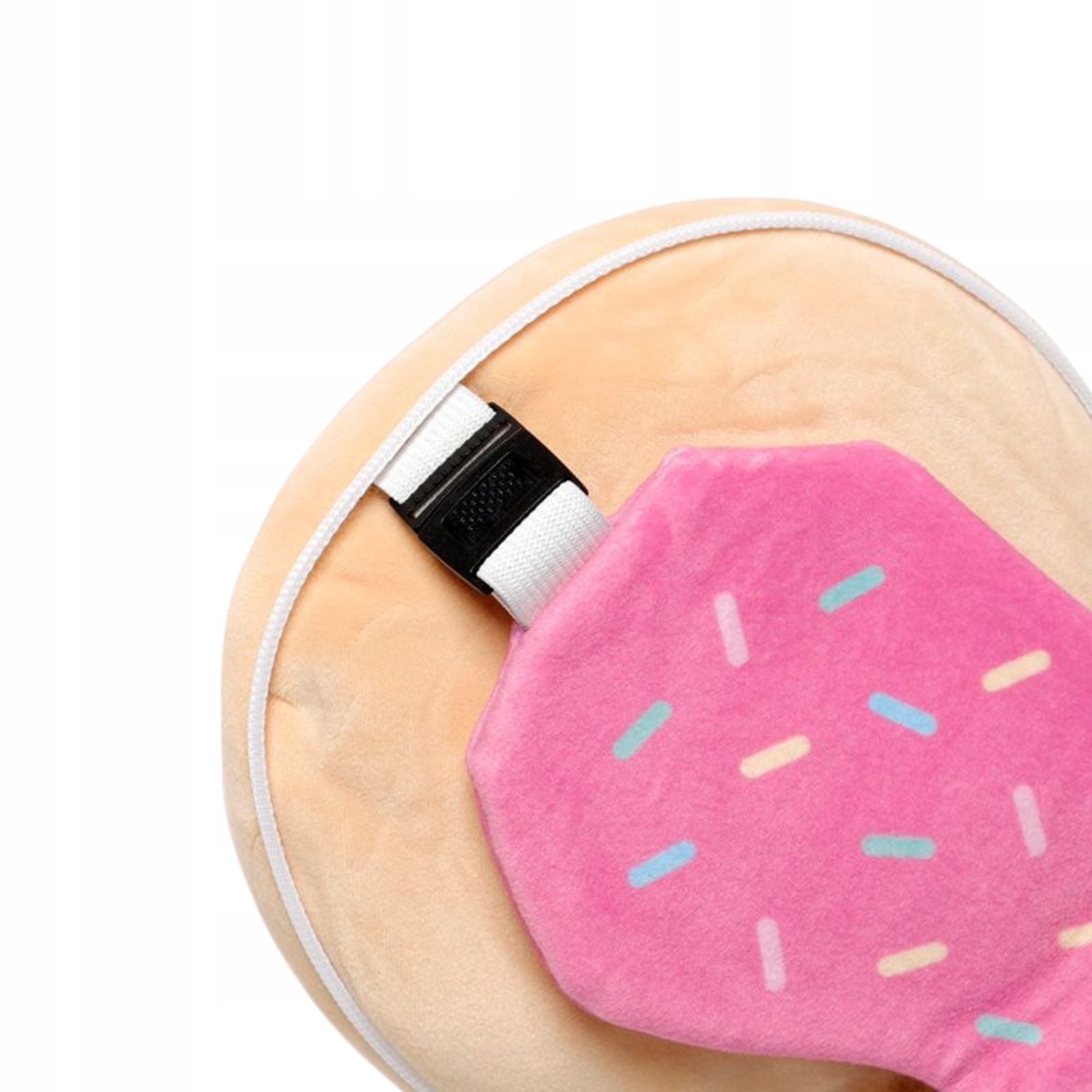 PLUSZOWA MASKOTKA PODUSZKA PODRÓŻNA + MASECZKA NA OCZY PODRÓŻ DONUT PĄCZEK Kolor odcienie różu