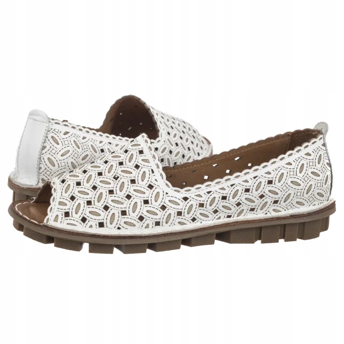 Polobotky Kožené Mokasíny Dámské Venezia Bílé
