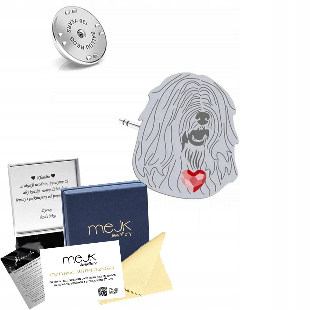 Odznak s jihoruským ovčákem Užak 925 Dárek Dedikace