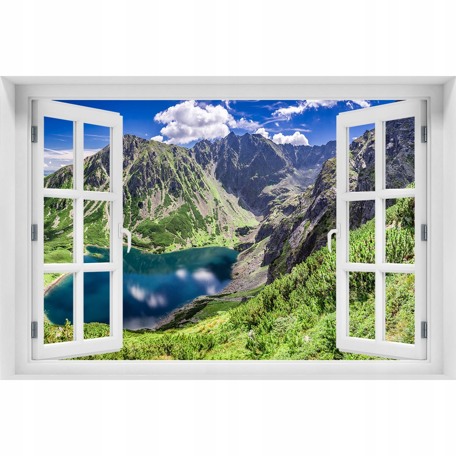 

3D Okno Naklejka na ścianę Czarny staw Tatry
