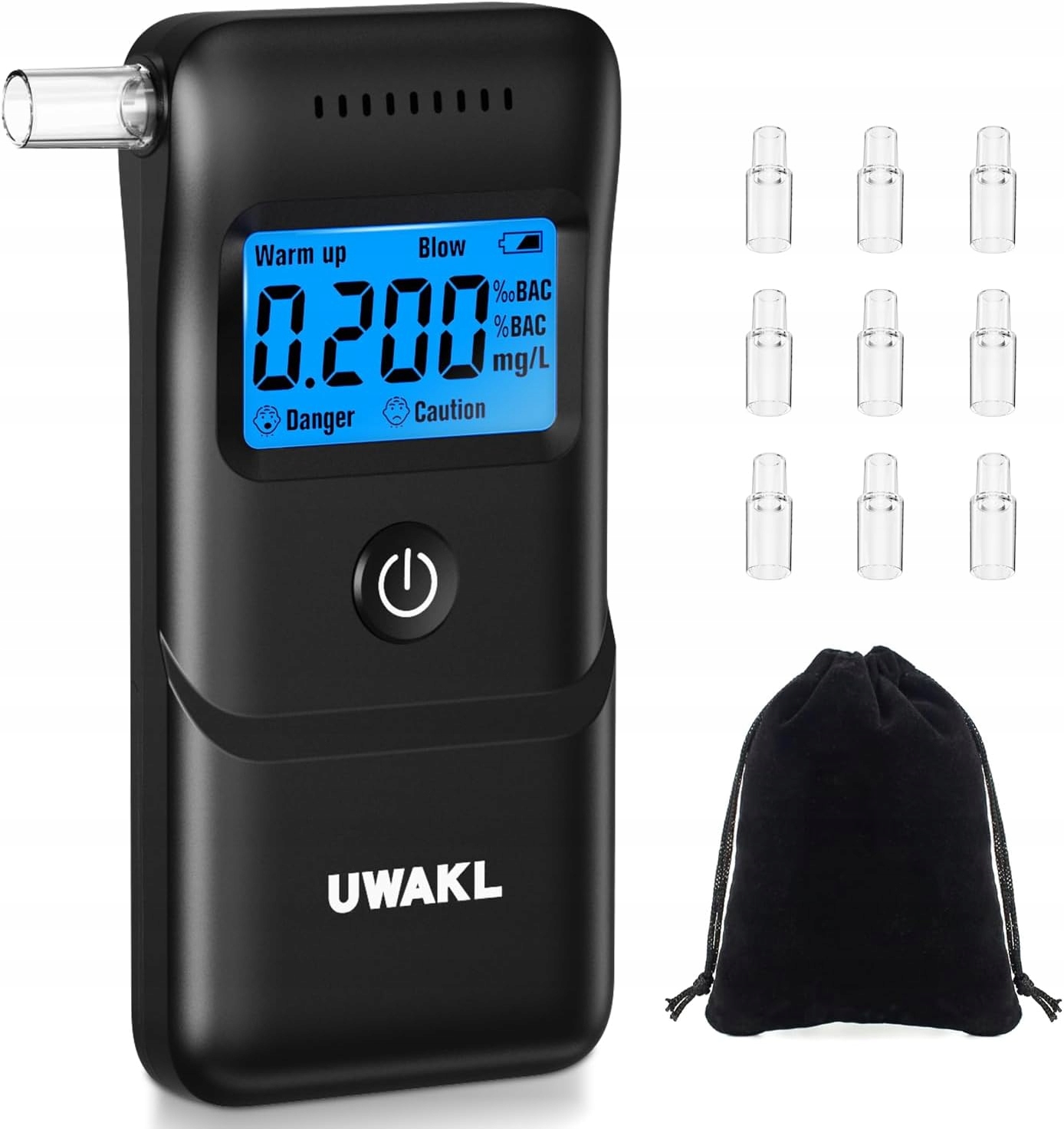 Digitální Alkohol Tester Přenosný S LCD A 10 Náustky