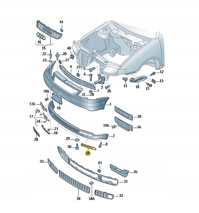KRATKA ZAŚLEPKA ZDERZAKA HALOGEN PRAWA AUDI A3 8L ORYGINAŁ OD ASO Strona zabudowy przód