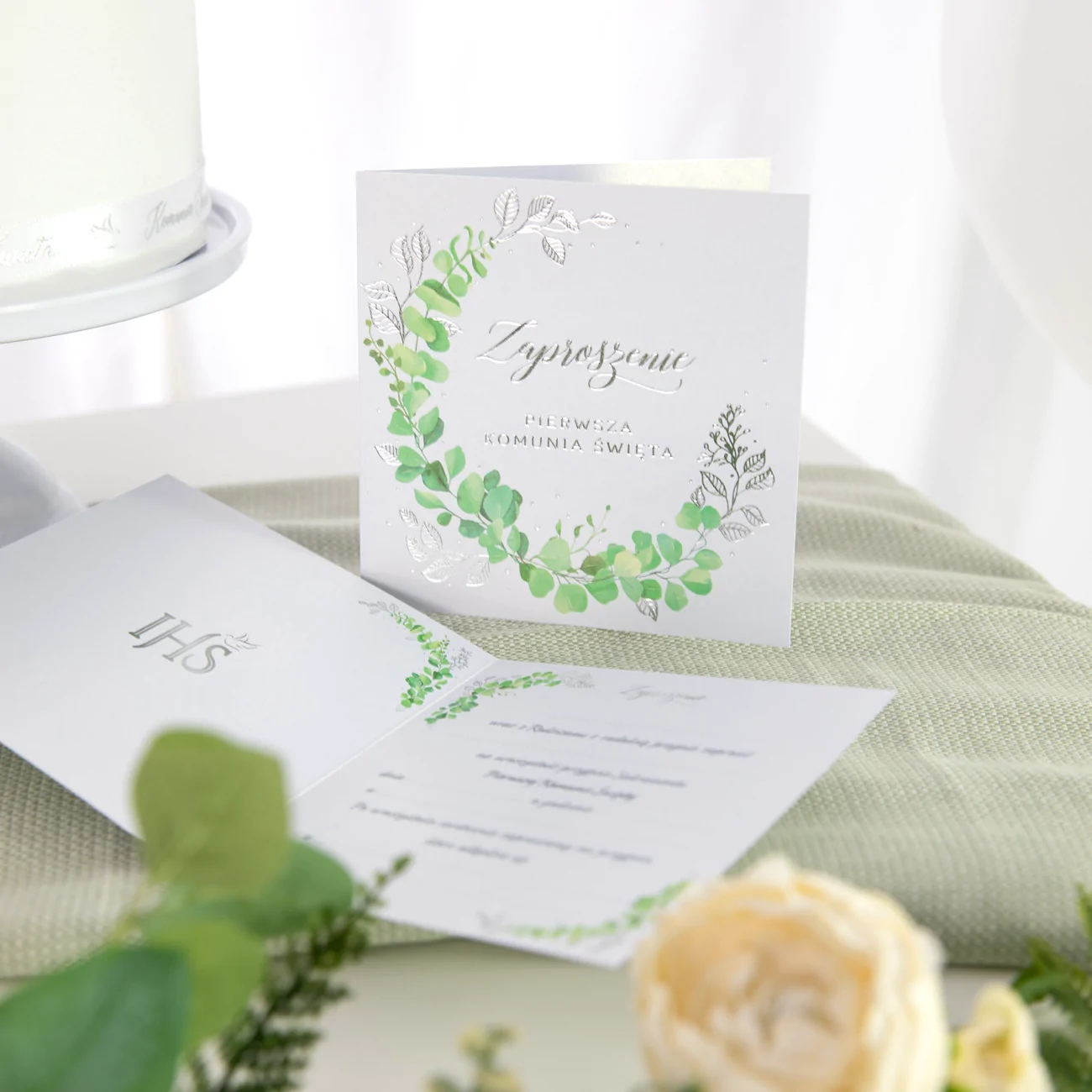 ZAPROSZENIE KOMUNIA ŚWIĘTA EUKALIPTUS 10 SZTUK Rodzaj komunia