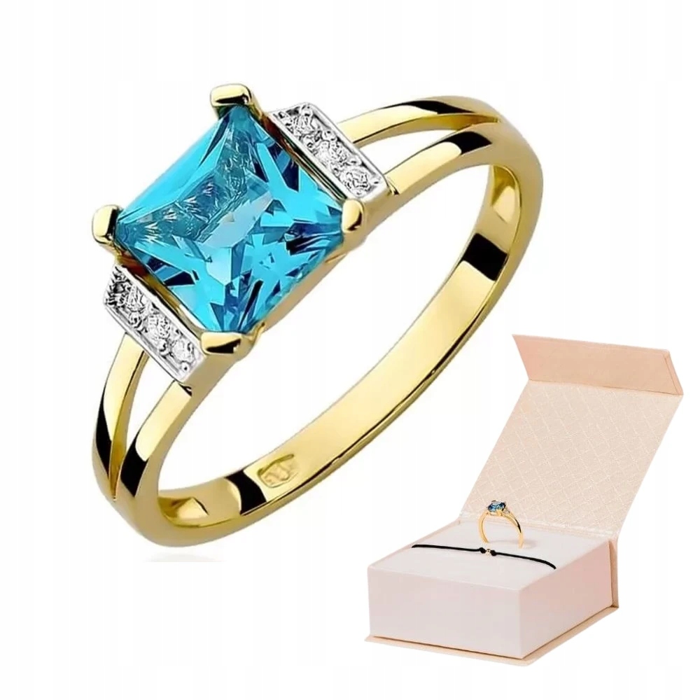 Zlatý Prstýnek S Topazem 1,40 ct A Diamanty, Noblesní Zlatý Náramek