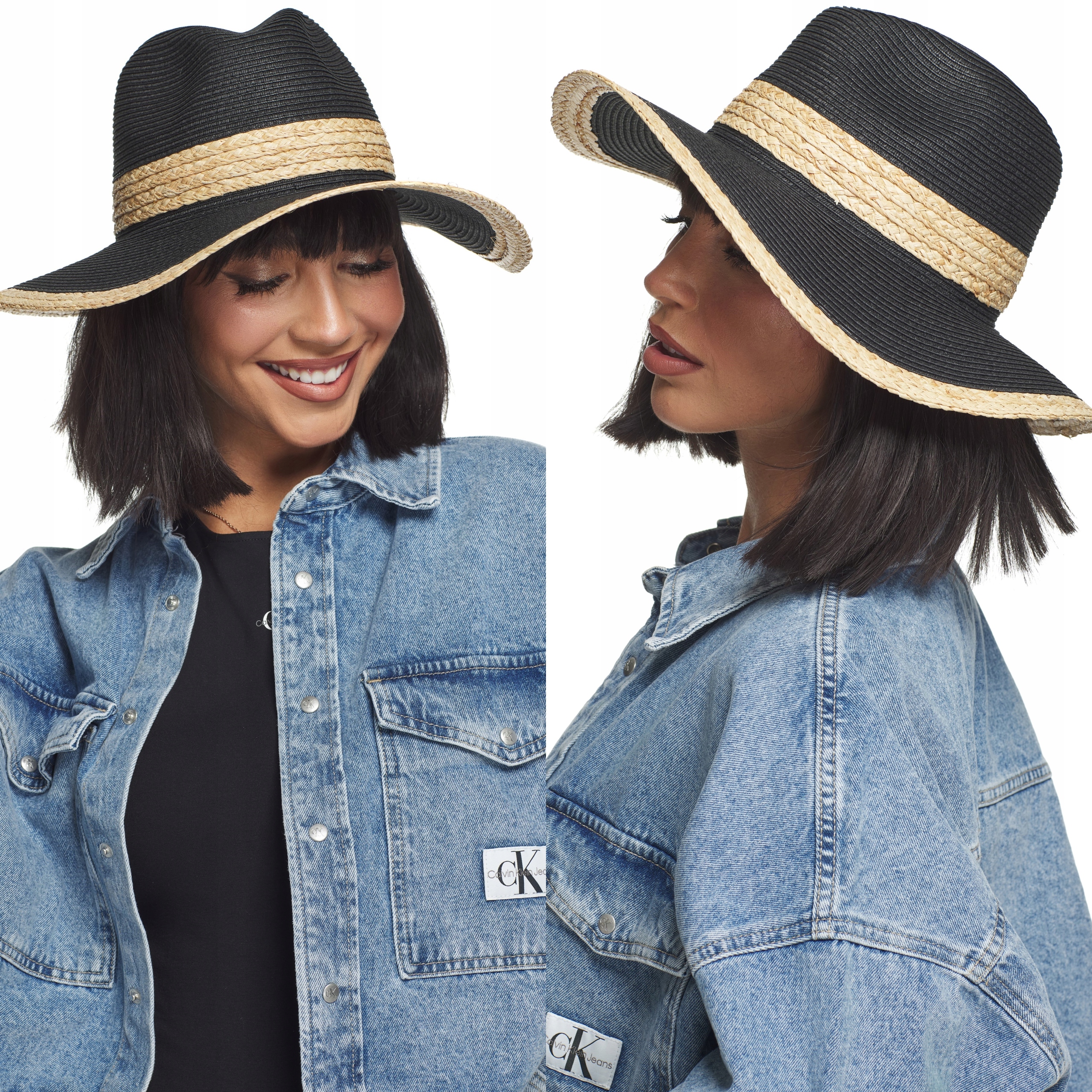 KAPELUSZ PLECIONY SŁOMIANY naturalna słomka czerń