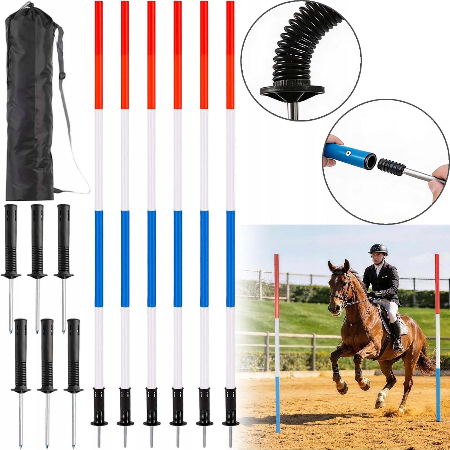 Sada Agility Pro Psa Nastavitelné Tyčky Slalom 63-191 CM Trénink Psa 6 Ks