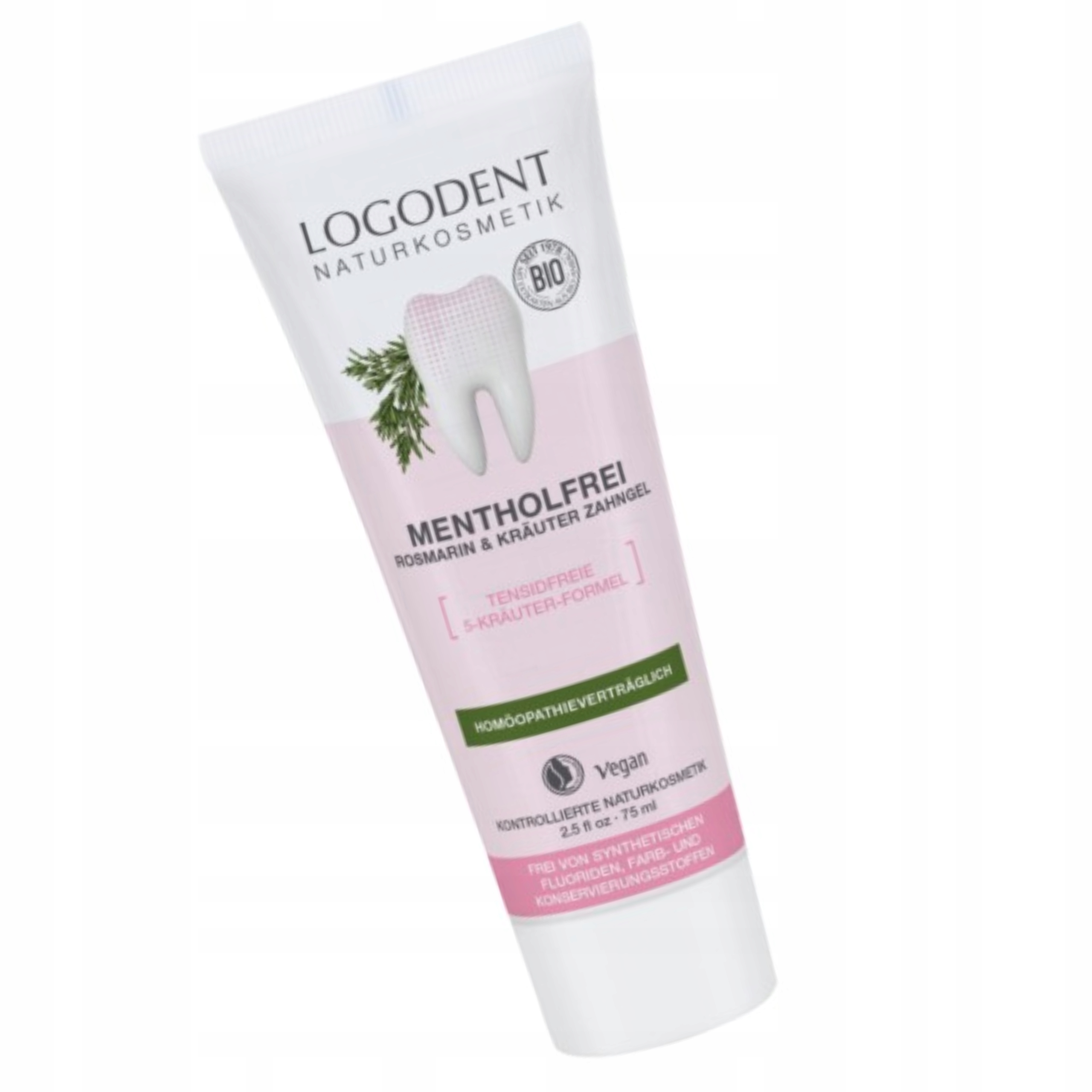 Ziołowy żel do zębów z rozmarynem i szałwią bez fluoru 75ml Logona Menthol