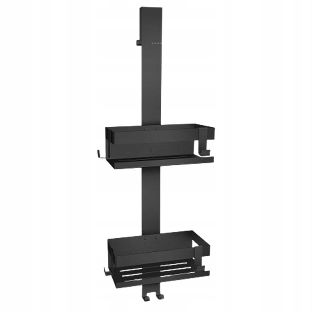 Nerezová Koupelnová Polička Zavěšená Na Dveřích, Černá, 2 Vrstvy S Háčkem