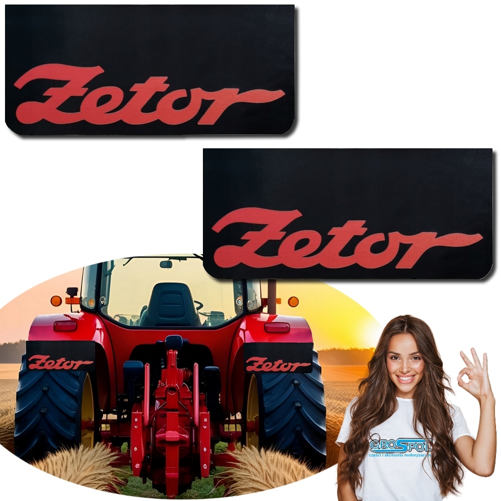 Chlapacz Osłona przeciwbłotna do Zetor Czarny-Czerwony 40x18cm Kpl 2szt