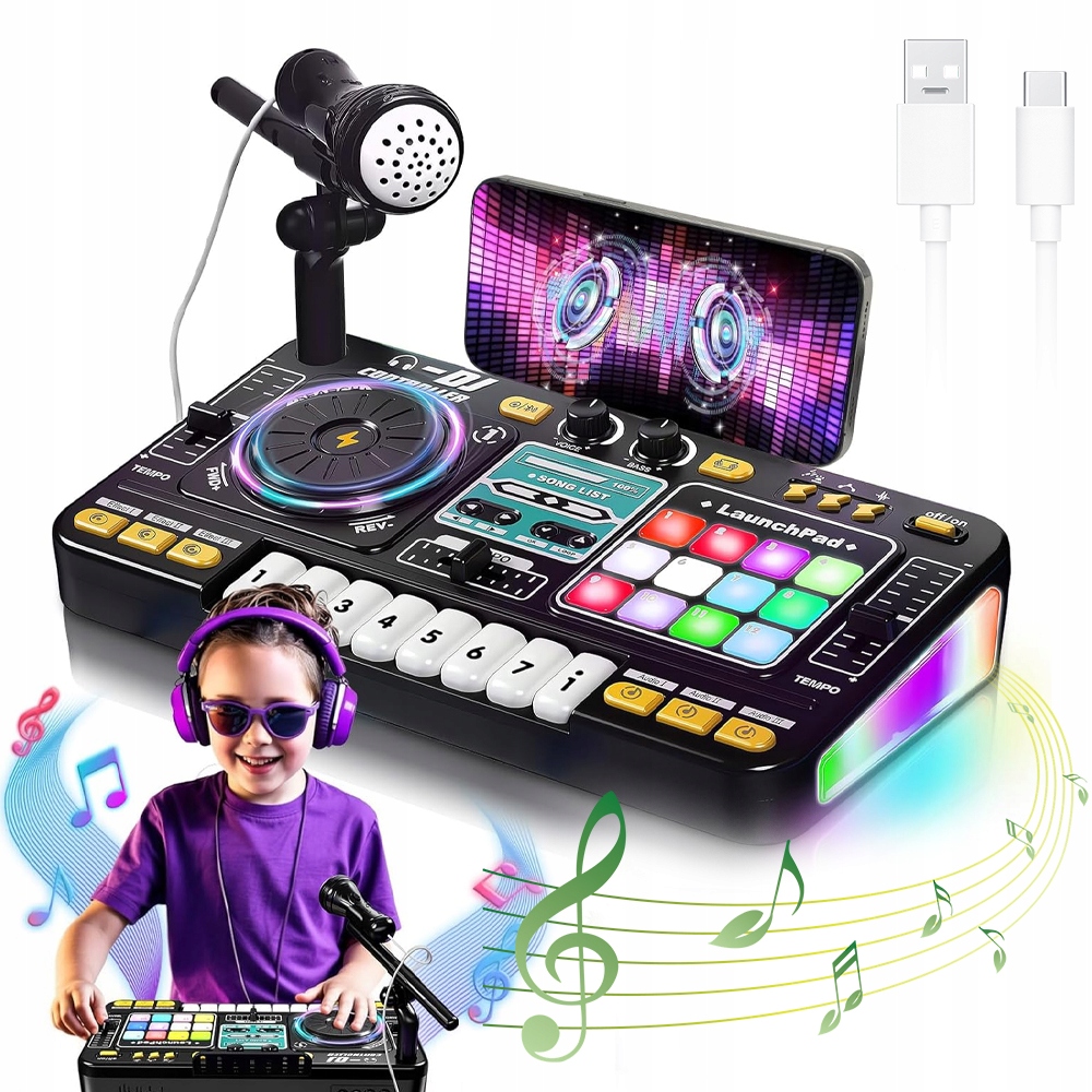 Zestaw Dj MIX Konsola Mikser Muzyczny Dla Dzieci Z Efektami Dźwięku