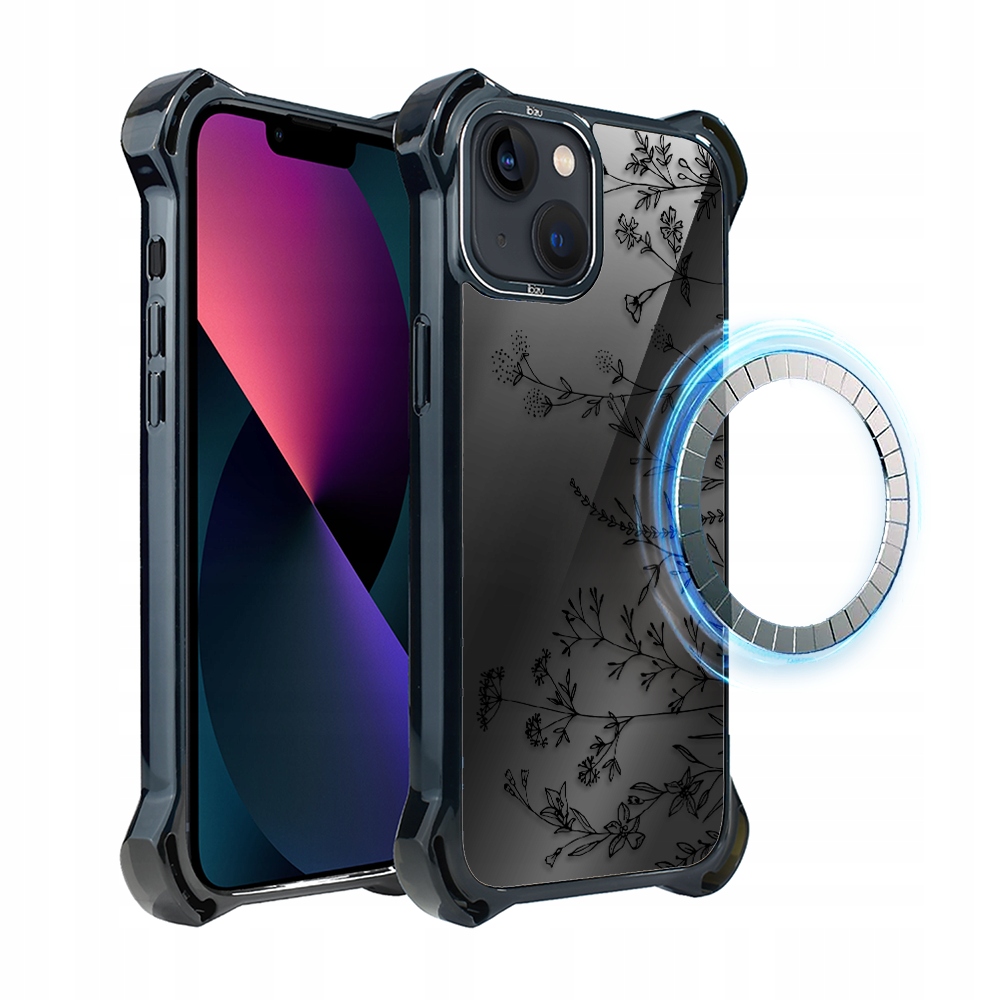 Pouzdro pro iPhone 13 Ibizu DropGuard Ultra s MagSafe, dotyk květin