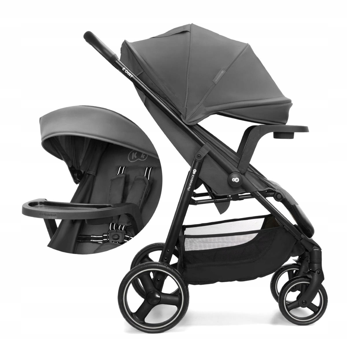 Kinderkraft Wózek Spacerowy Trig 3 Tray Dla Dziecka Do 22KG Duże Koła Tacka