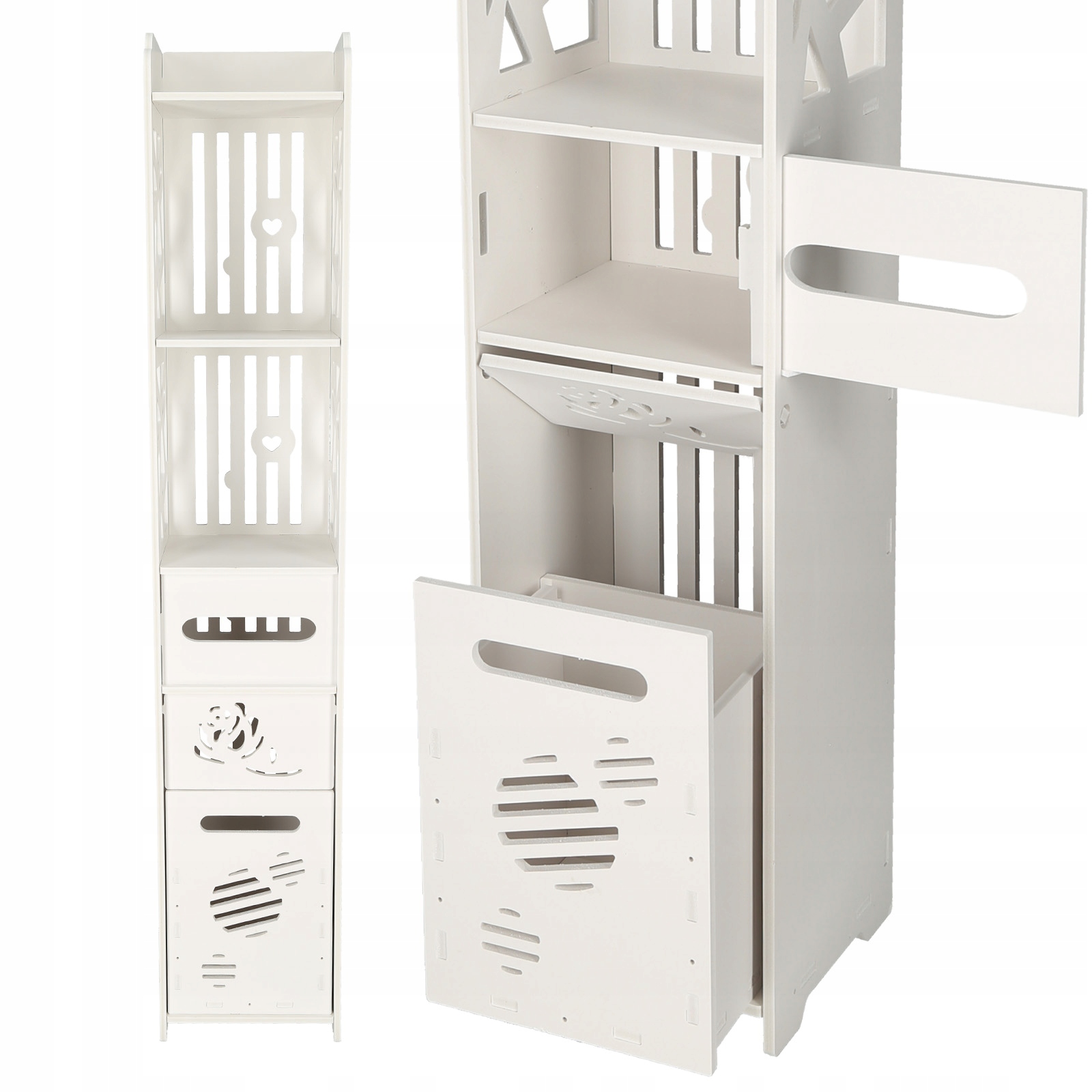 Biała PÓŁKA łazienkowa REGAŁ stojąca SŁUPEK do łazienki Lekka szafka