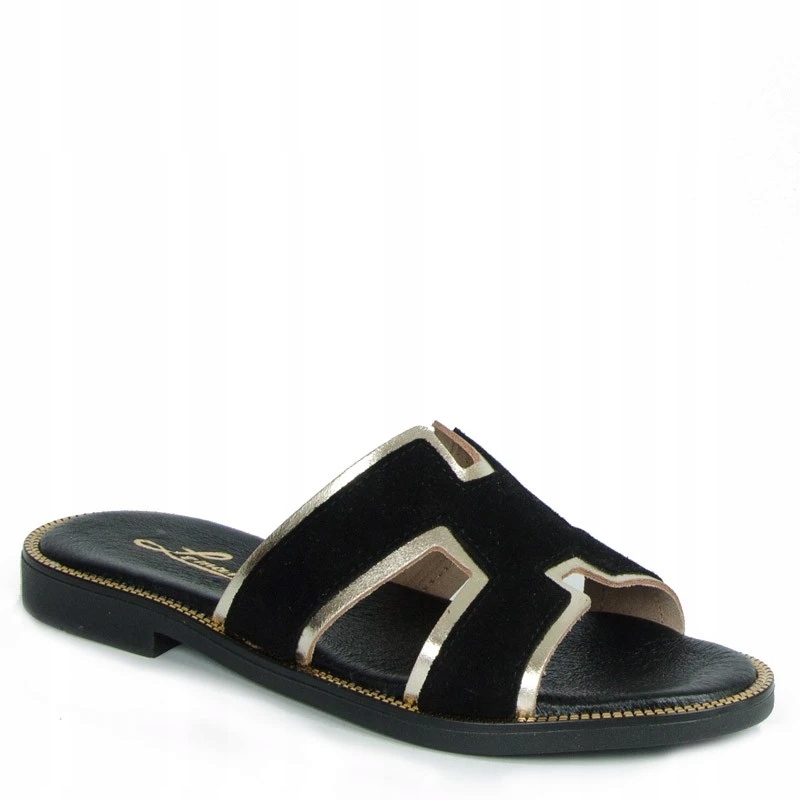 Lemar 40383 Nazouváky Sandály Kůže Černé Zlaté 37