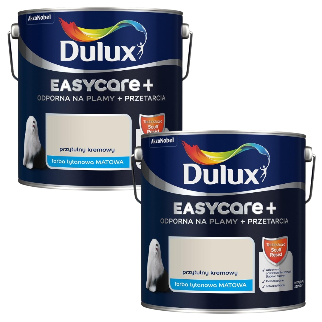 Set Dulux Easycare+ 2x2,5L Barva Nástěnná Útulná Krémová 5L