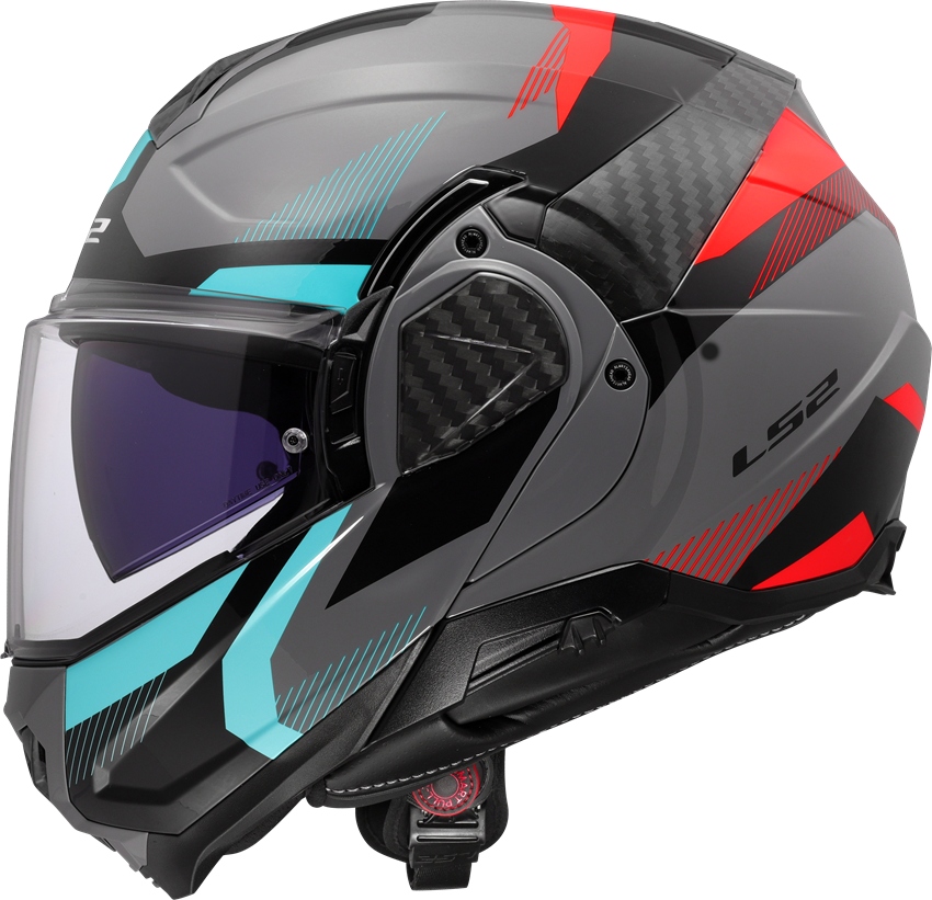 LS2 FF910 Advant II Triple Nardo Grey Blue Red modulárna čeľusťová prilba XXL