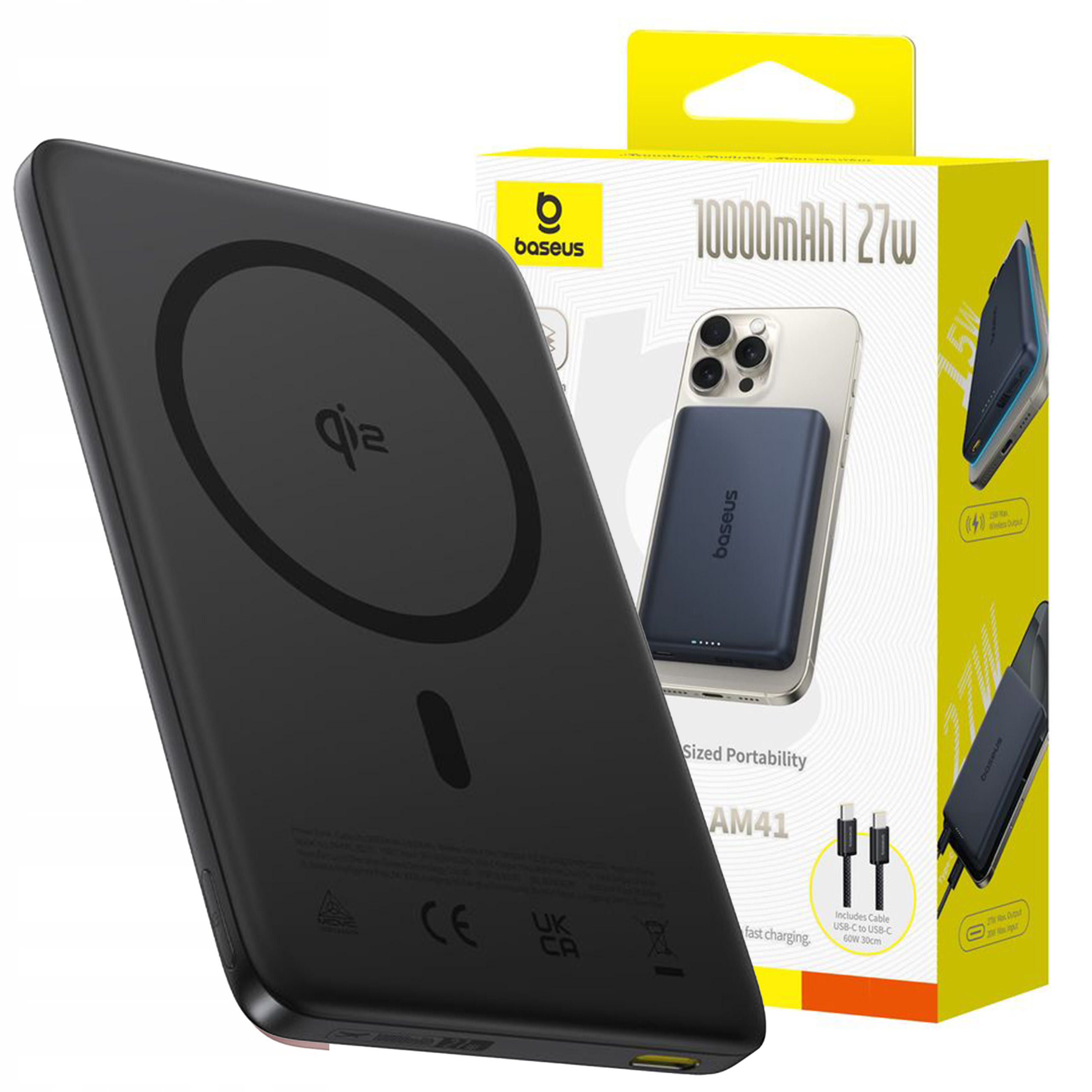 Baseus PicoGo AM41 Ultra-Slim Qi2 Magnetic 10000mAh 27W Czarny