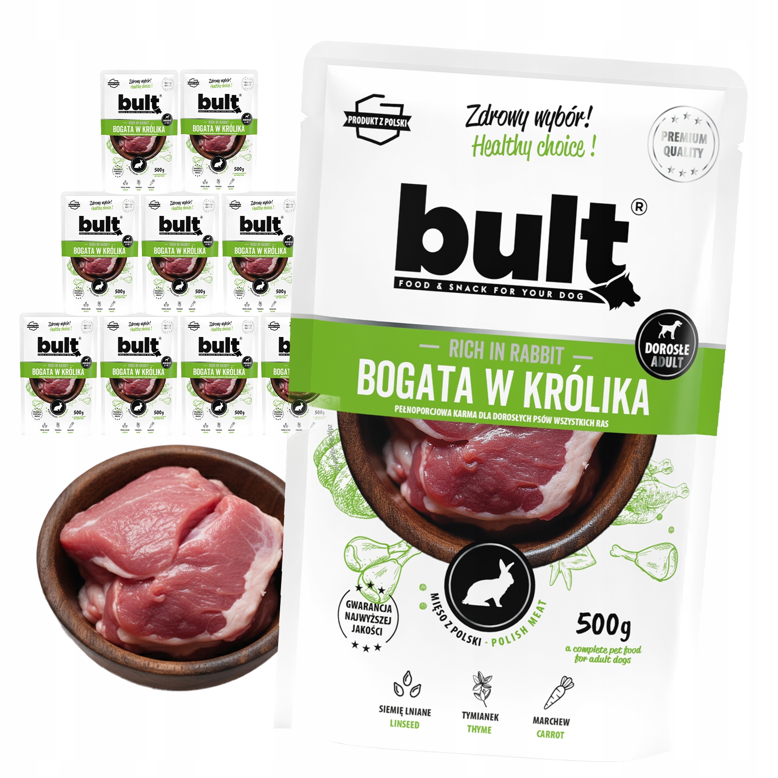 Levně Vlhké Krmivo Pro Psa Bult Sáček Mletá Bohatá Na Králíka 10x500G