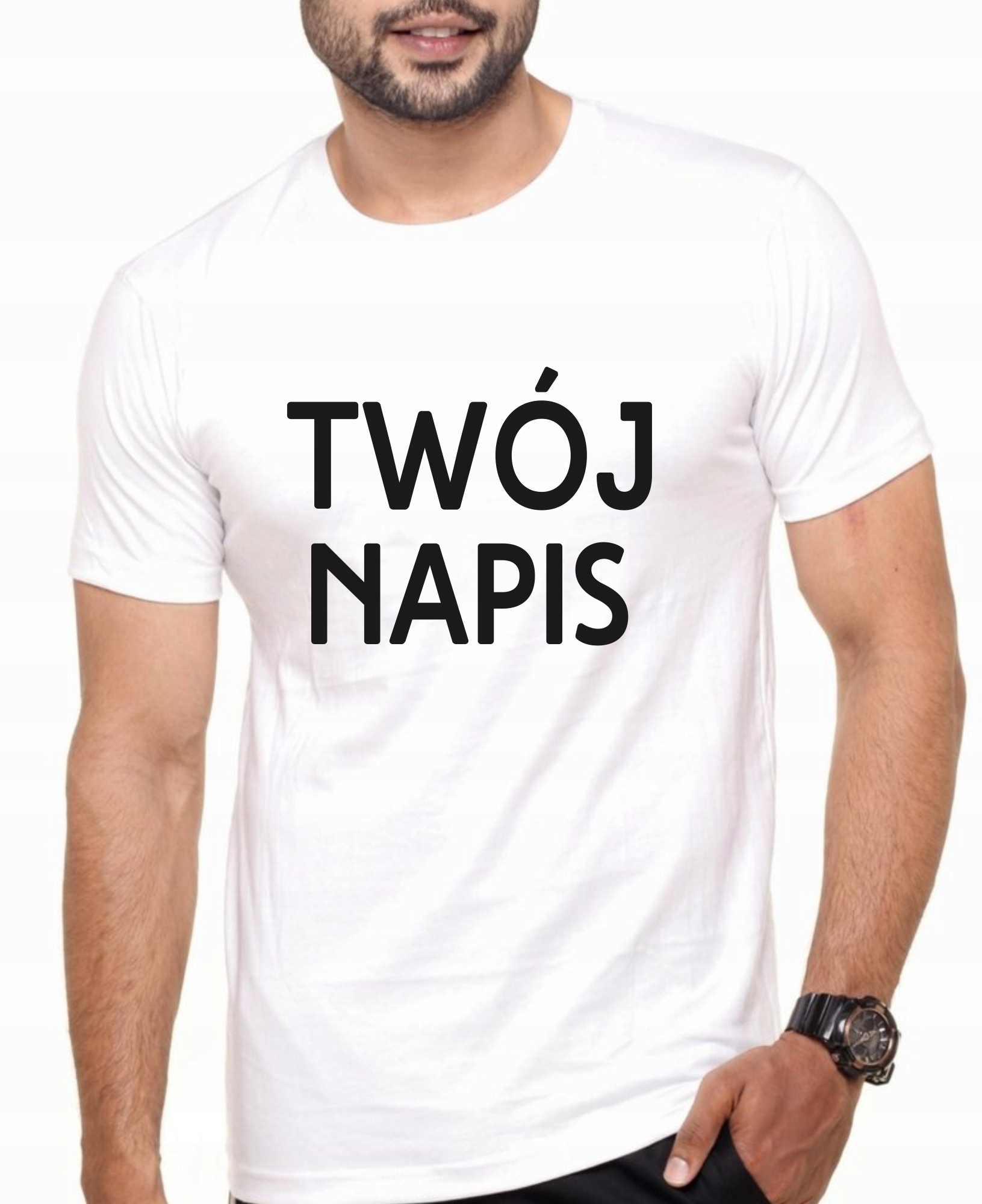 

Koszulka Męska T-shirt Z Własnym Nadrukiem Napisem