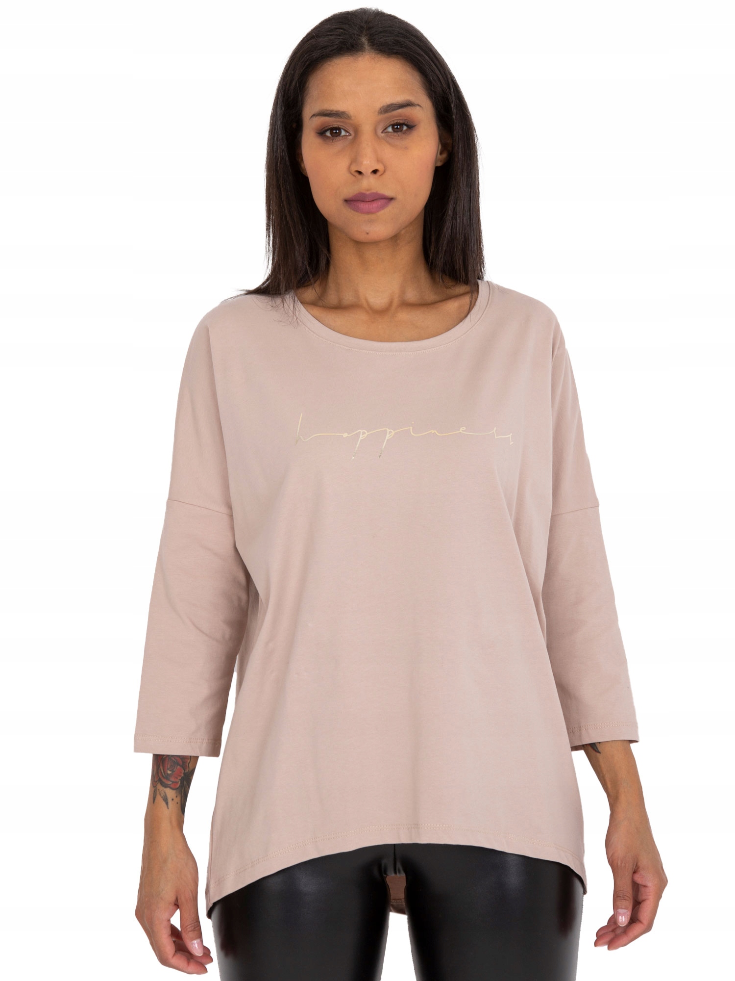 

Codzienna bluzka damska z napisem rękaw 3/4 - L/XL