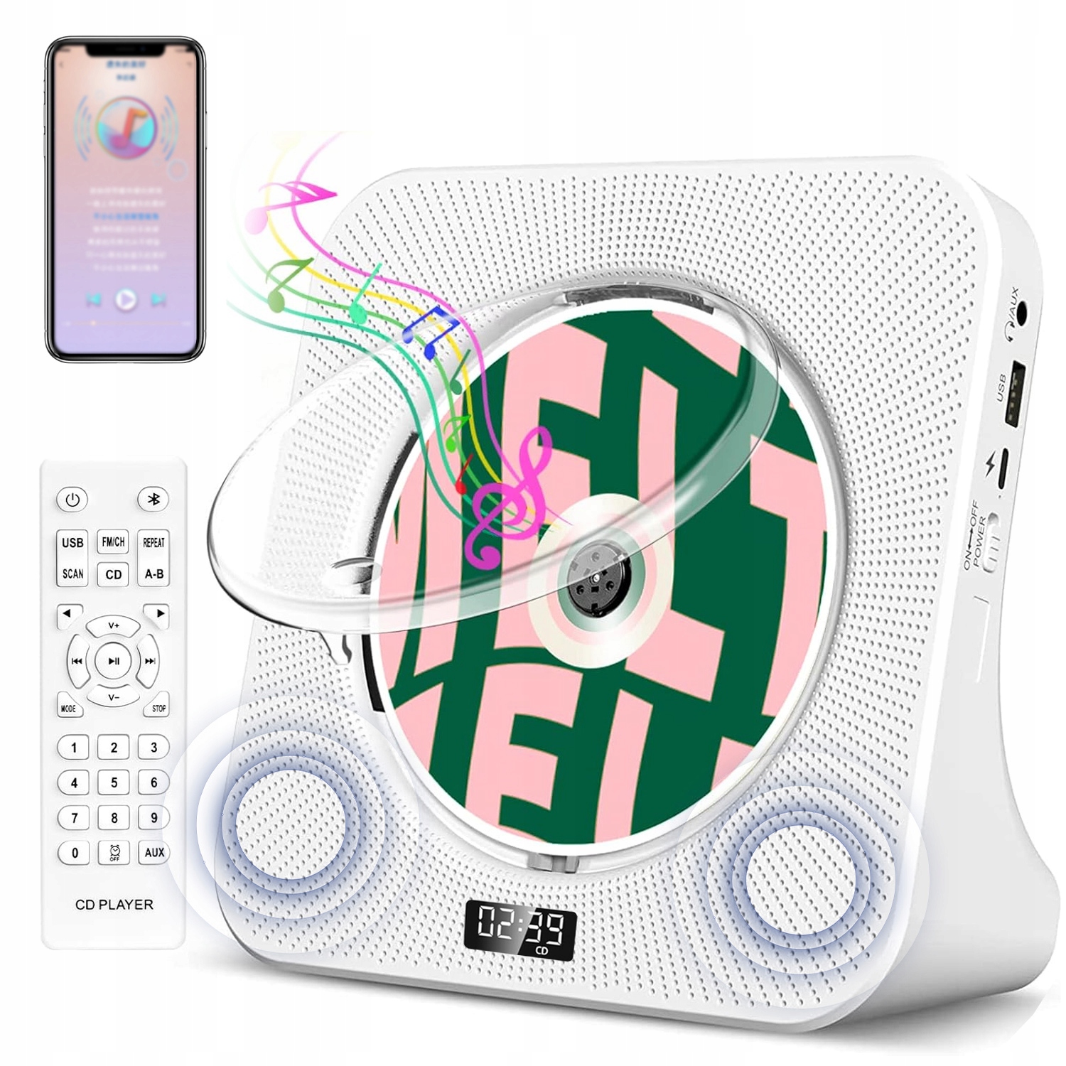 Přenosný CD Přehrávač, Reproduktor S Duálním Bluetooth 5.0, Vysoká Kvalita