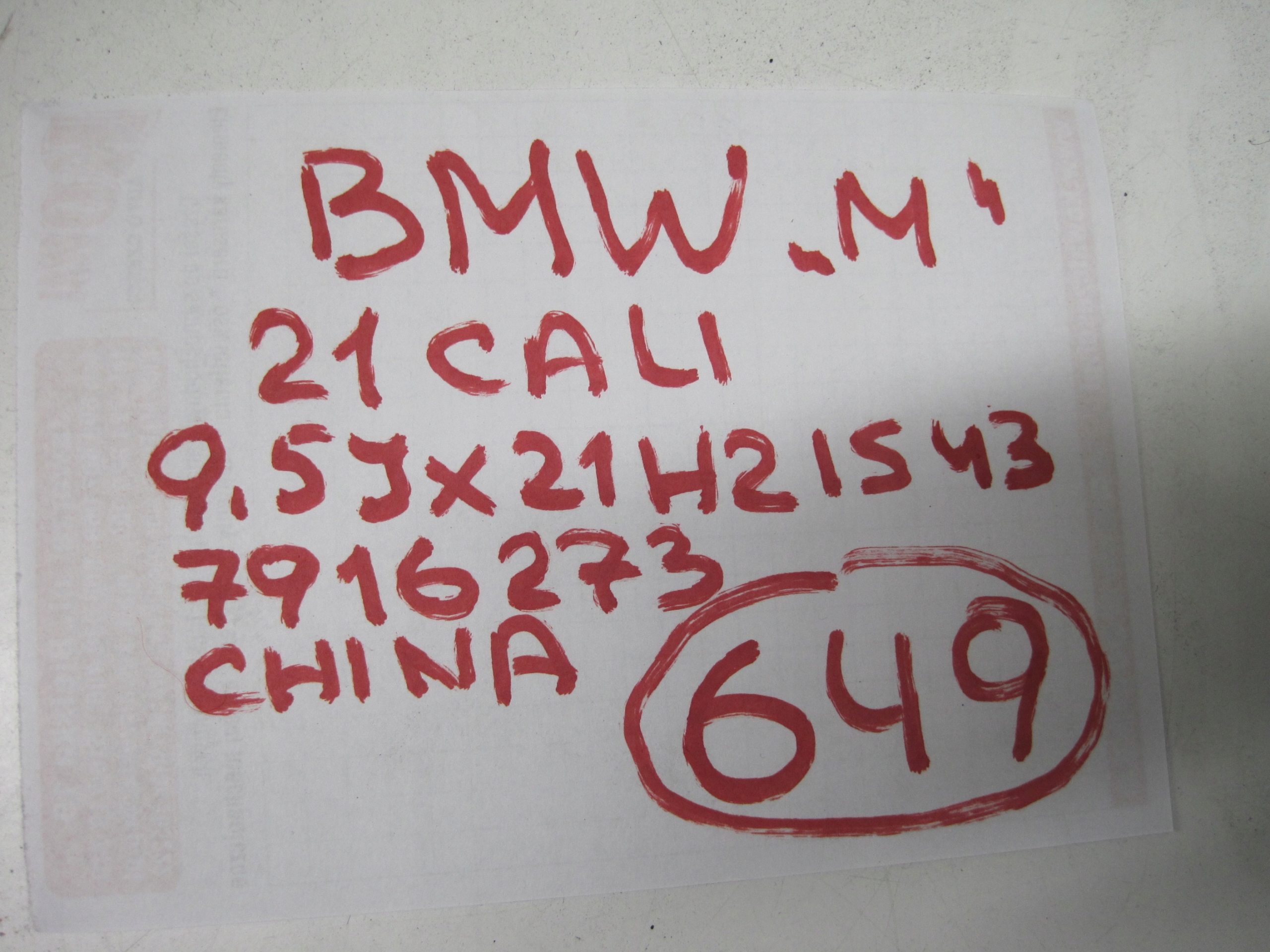 disk BMW X3 G01 R21 M 7916273 NR 649