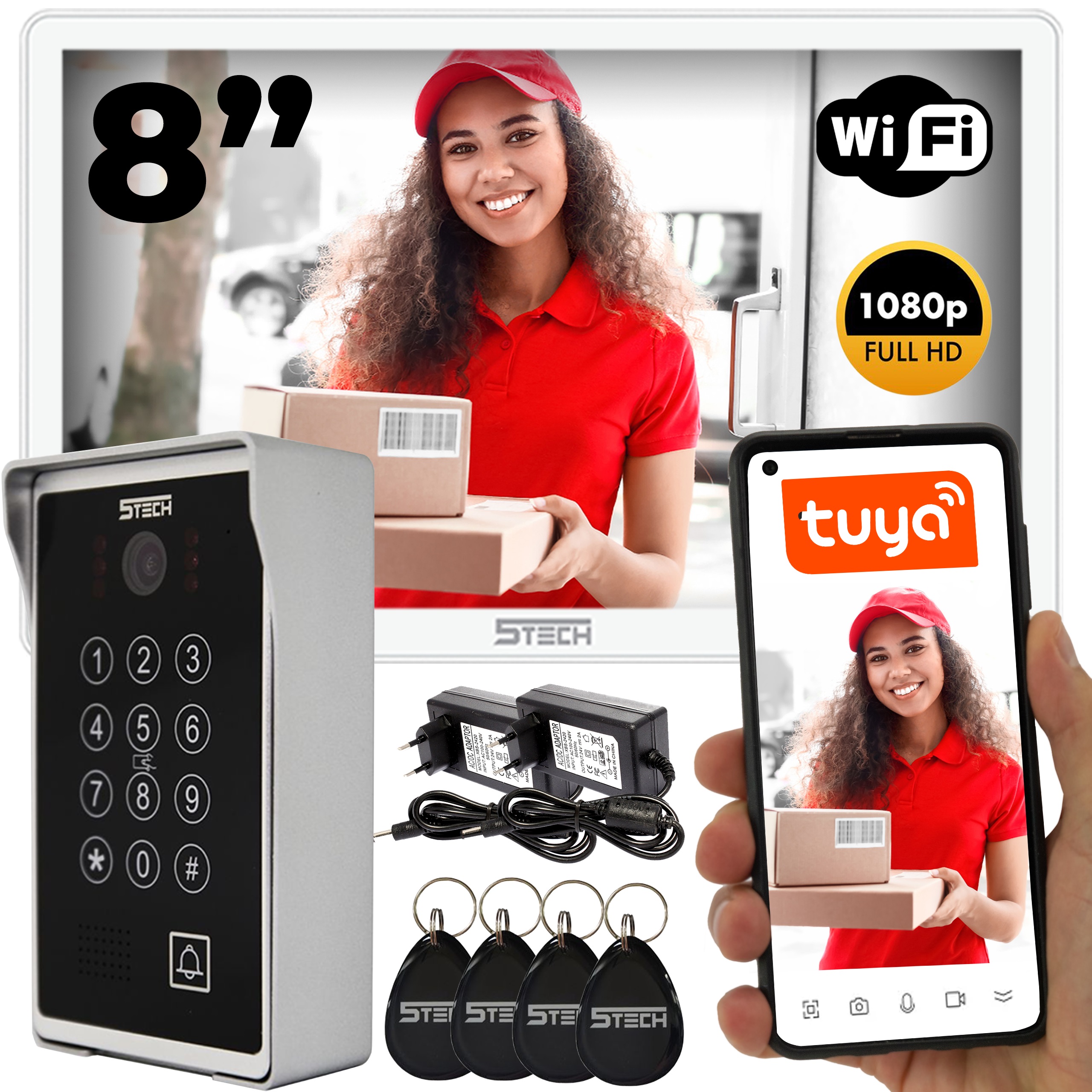 Wideodomofon Wifi 5TECH Monitor Dotykowy Aplikacja Szyfrator Furtka I Brama