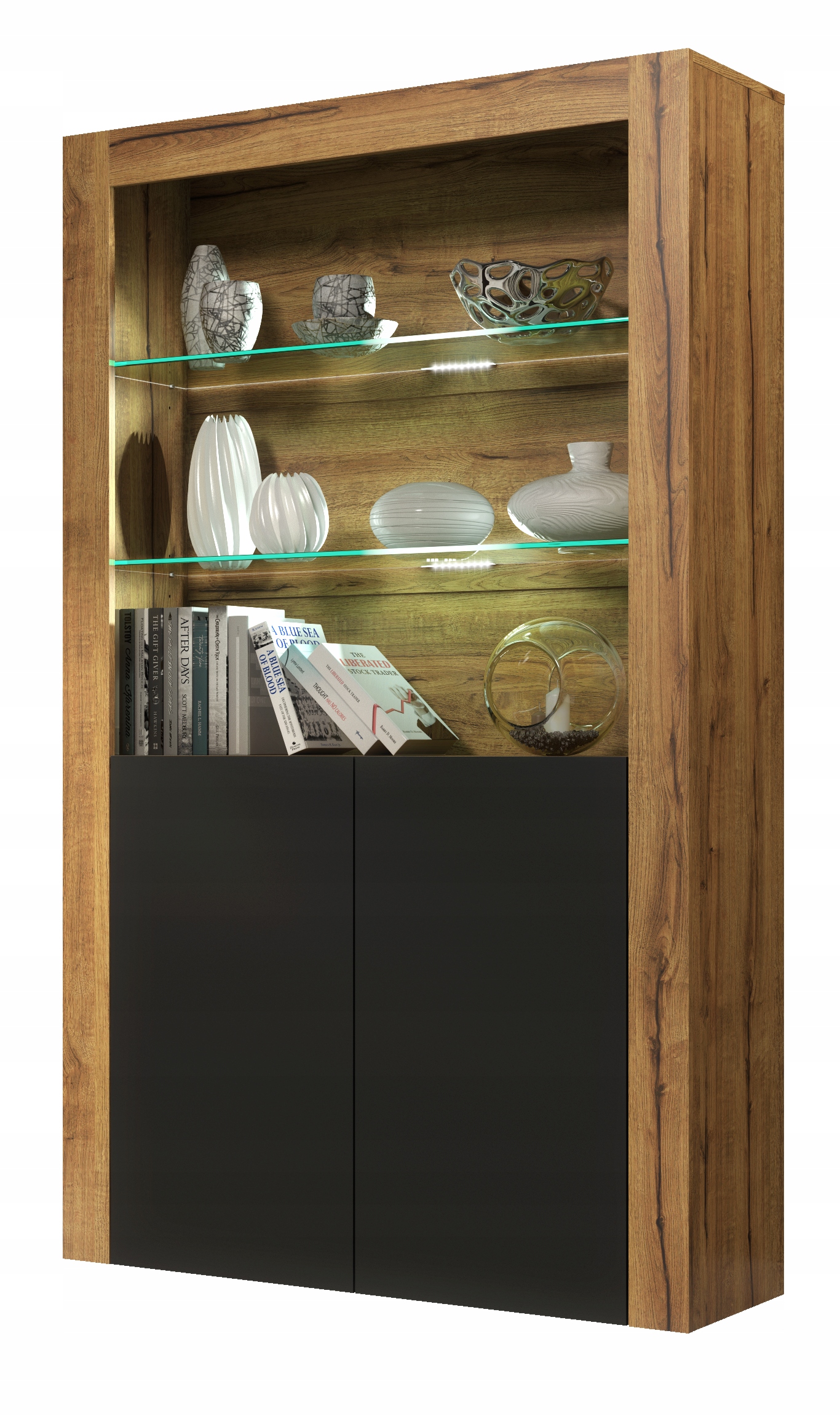 

Witryna Szafka Komoda Dąb/czarny Loft Retro E114