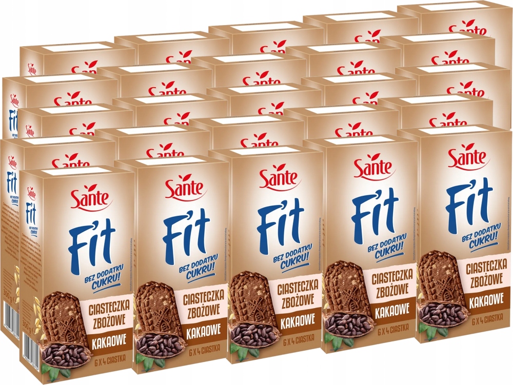 Sante Fit Ciasteczka Zbożowe Kakaowe Bez Cukru x25