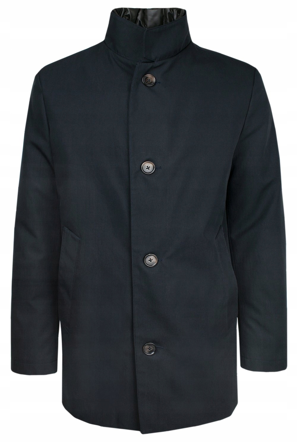 Tmavě modrý podzimní a zimní kabát 52/182