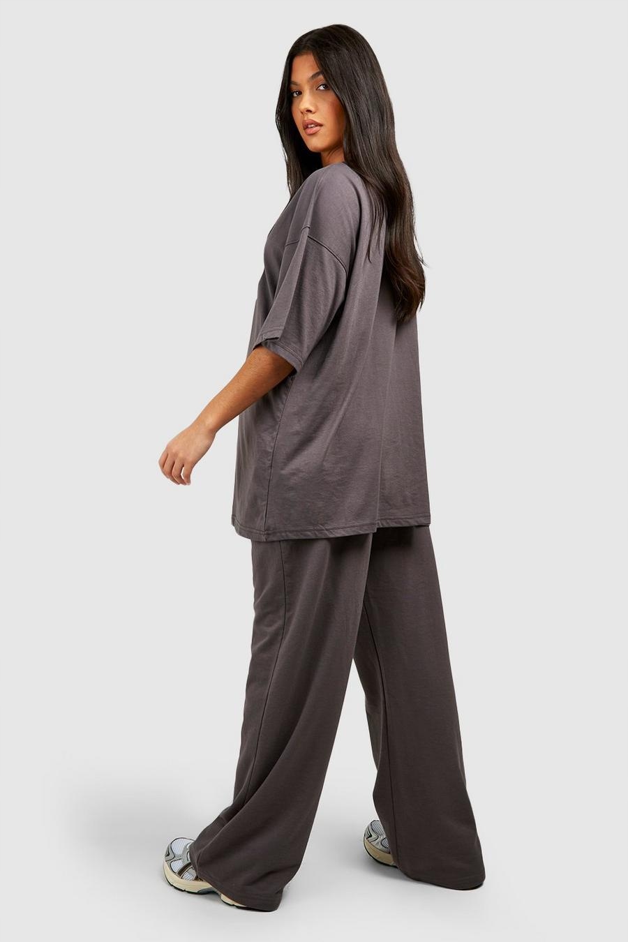 SZARE PROSTE SPODNIE DRESOWE CIĄŻOWE KLASYCZNE GŁADKIE BOOHOO L Marka Boohoo