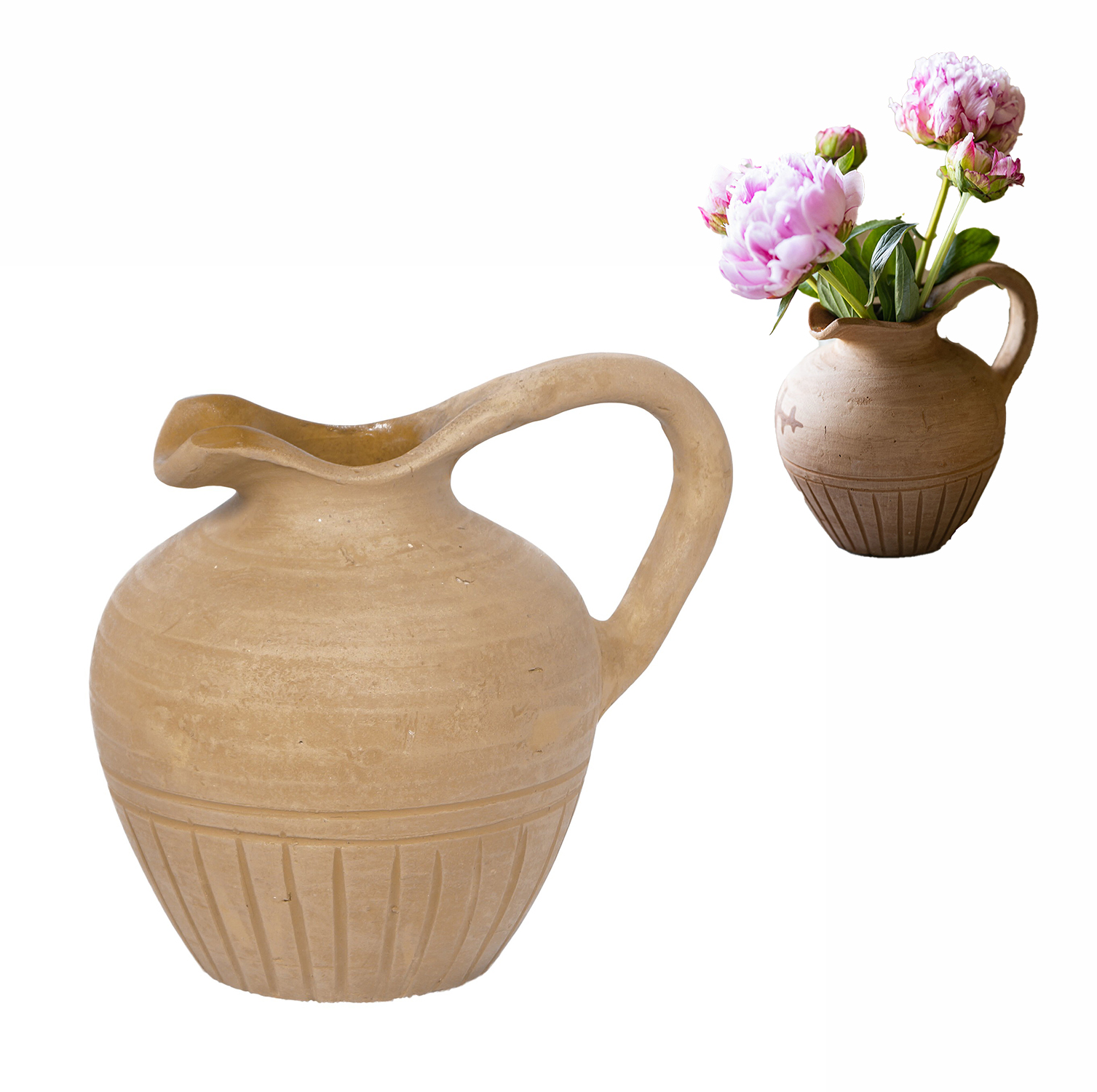 Hliněná Váza Velká terakota dekorativní džbán na květiny