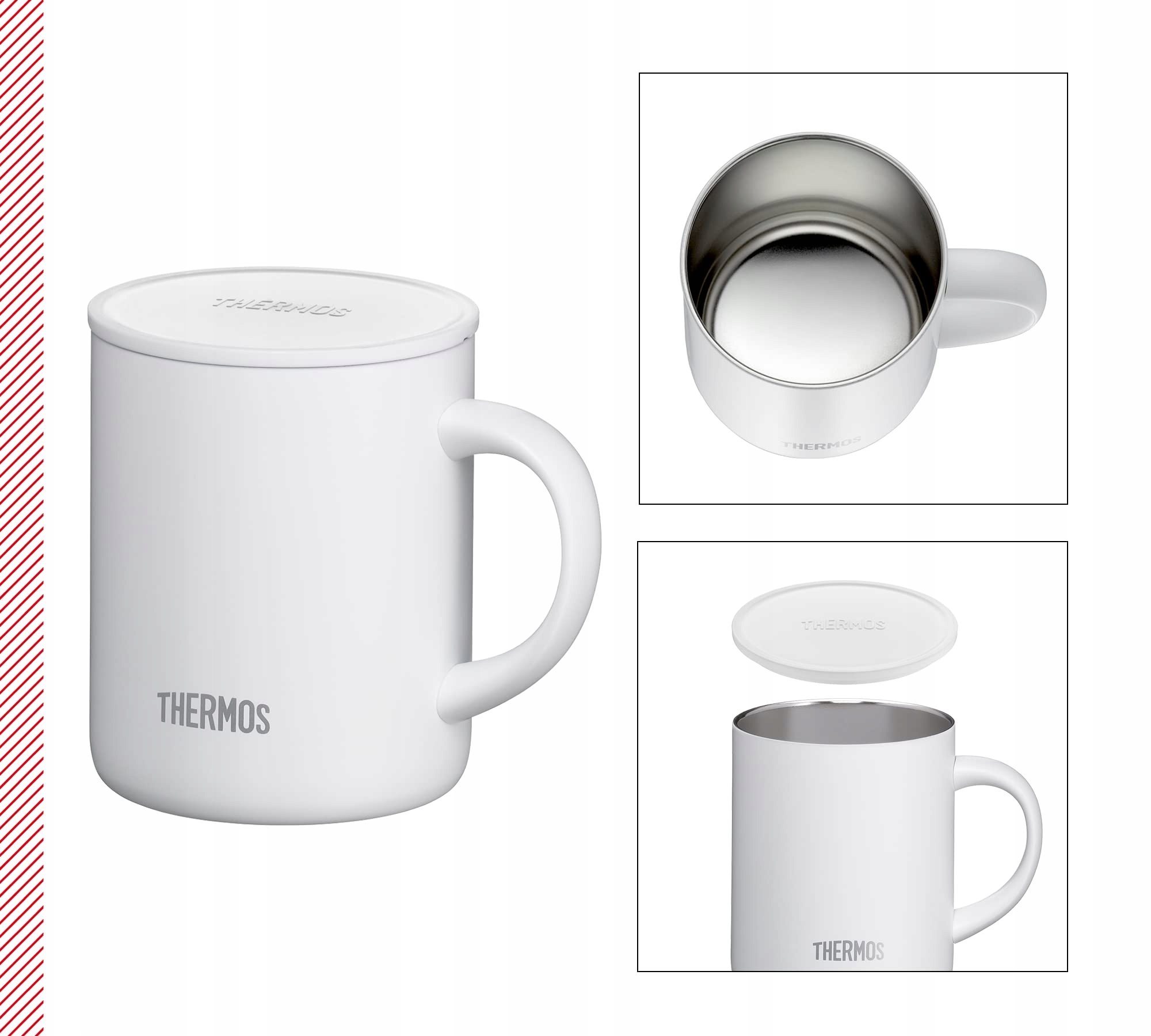 THERMOS Kubek Longlife 0,35l Biały Stalowy Z Pokrywką Na Kawę Camping — miniatura 2