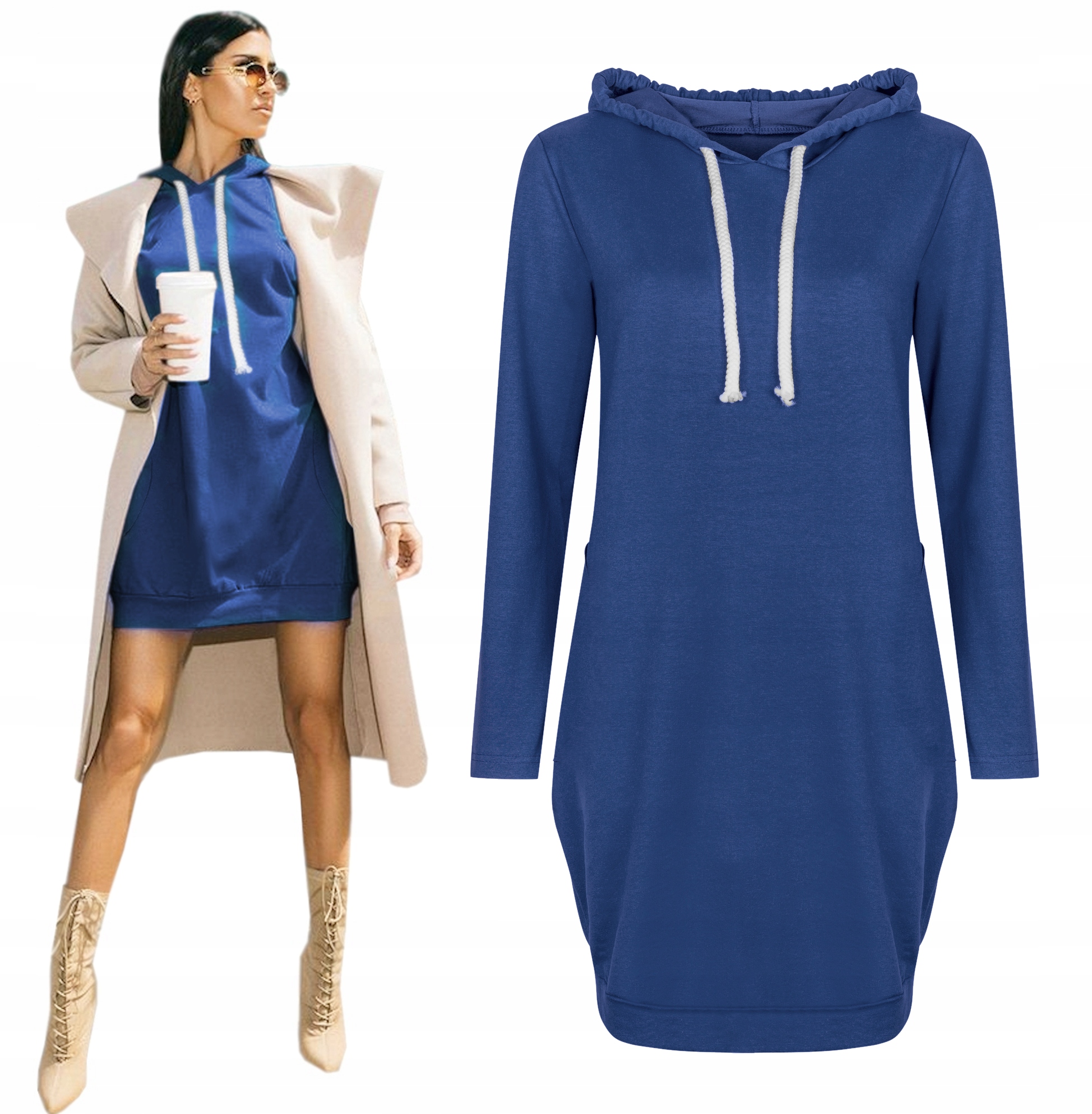 SPORTOWA SUKIENKA DRESOWA Kangurka Kaptur Troczek